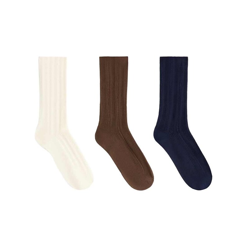 OYSHO 3 pairs of classic ribbed socks in dark blue 115491785
