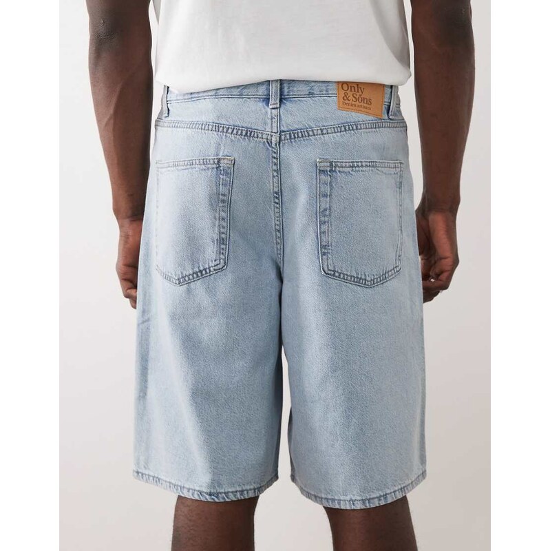 ONLY & SONS jorts in light blue denim