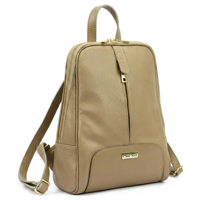 Dámský kožený batoh MiaMore béžový (KZ2260763) 9,5l