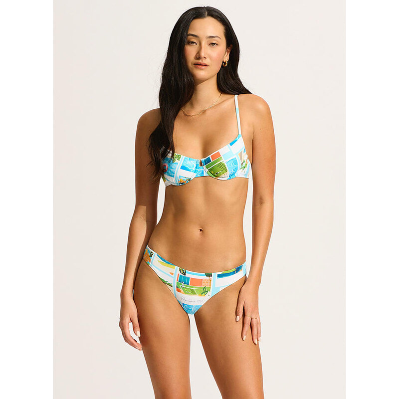 Plavky vrchní díl Seafolly Türkis/ Weiß 589730
