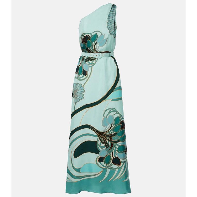 La DoubleJ Roy printed one-shoulder silk maxi dress