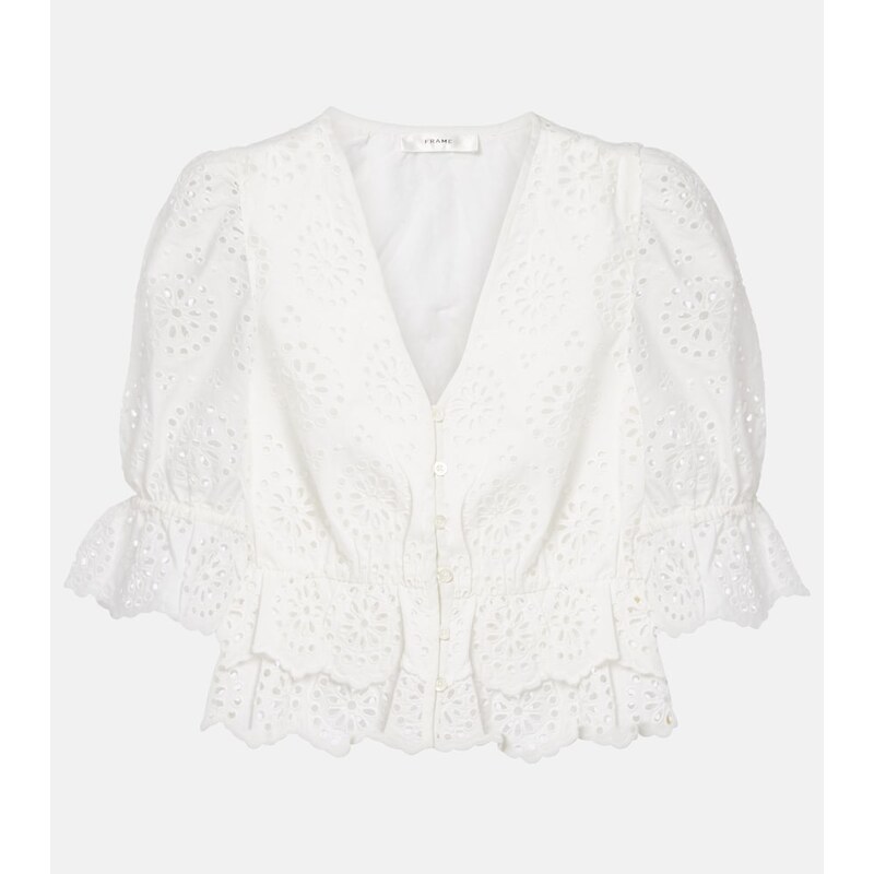Frame The Deco broderie anglaise cotton blouse