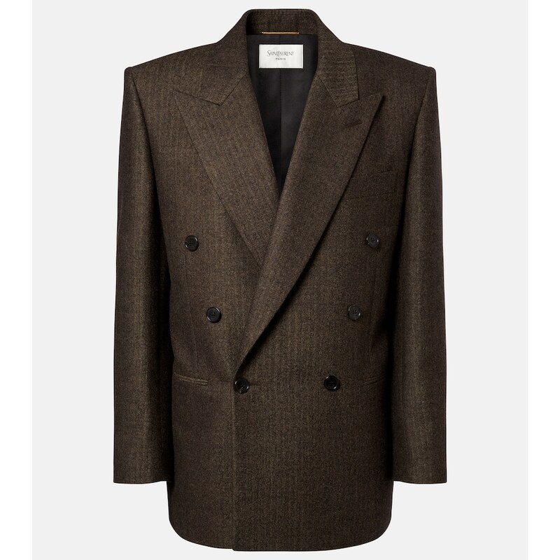 Saint Laurent Herringbone double-breasted wool blazer