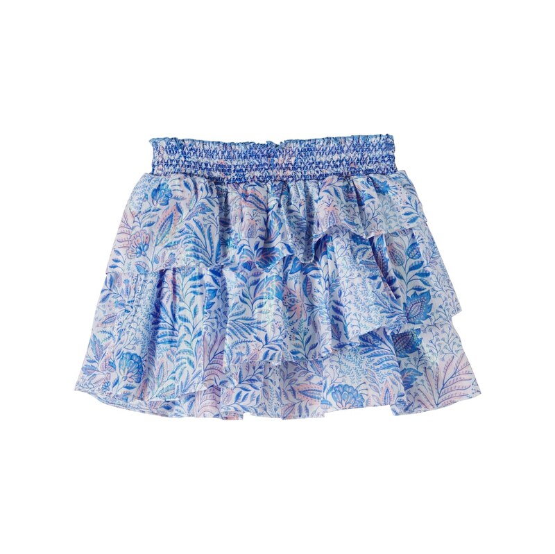 Poupette St Barth Kids Lilas floral ruffled cotton-blend skirt