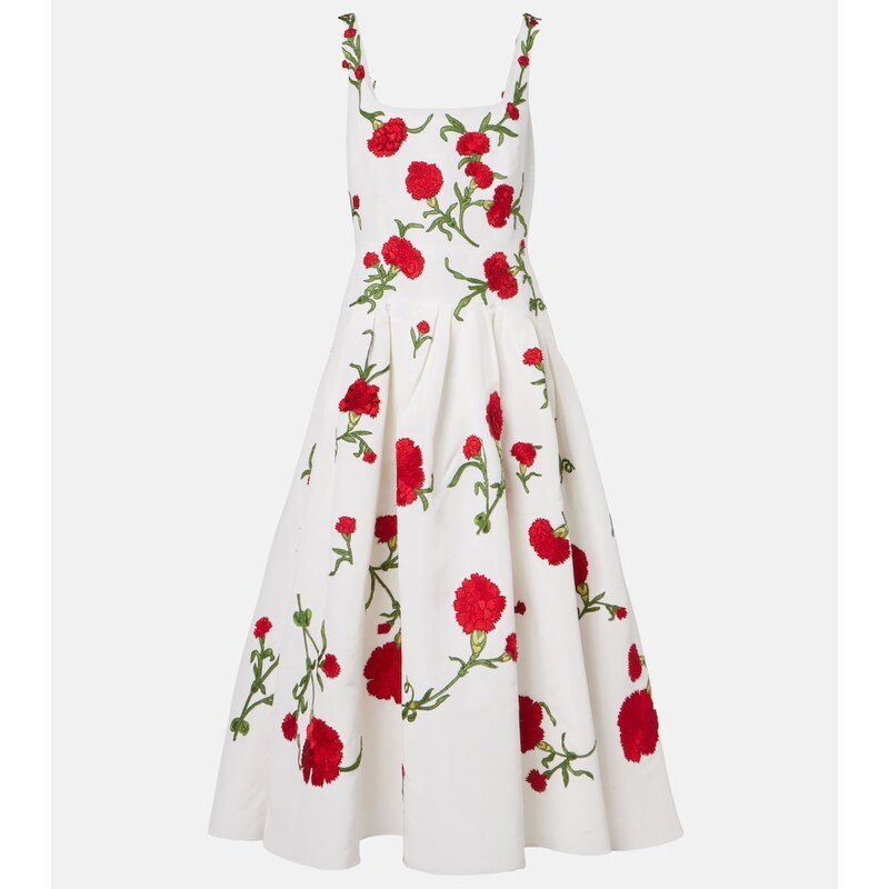 Carolina Herrera Embroidered silk cocktail dress