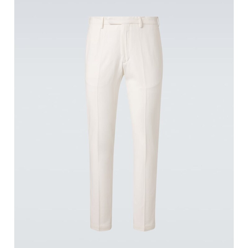 Pánské elegantní kalhoty Thom Sweeney Twill v bílé barvě