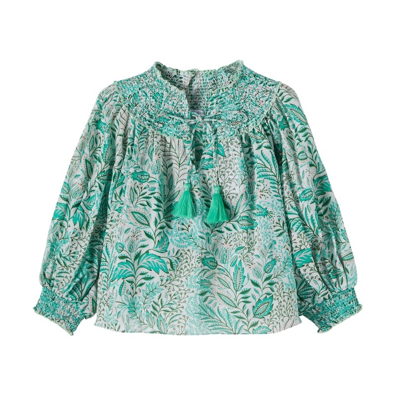 Poupette St Barth Kids Ysee printed cotton blouse