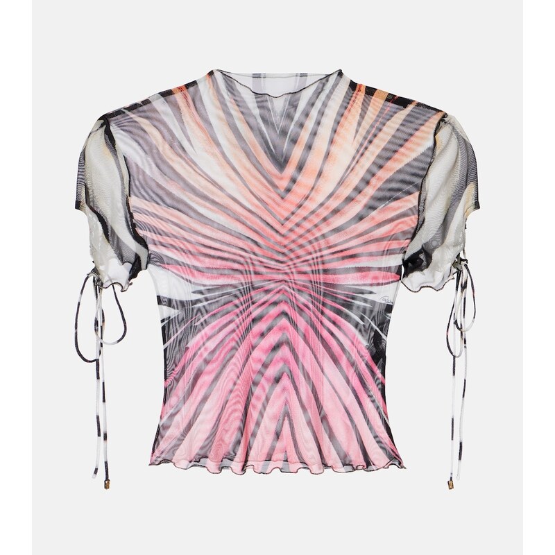 Roberto Cavalli Printed mesh top