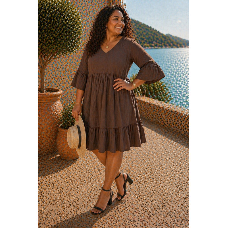 Fashionweek Dámské viskózové šaty Plus Size s prolamovaným
