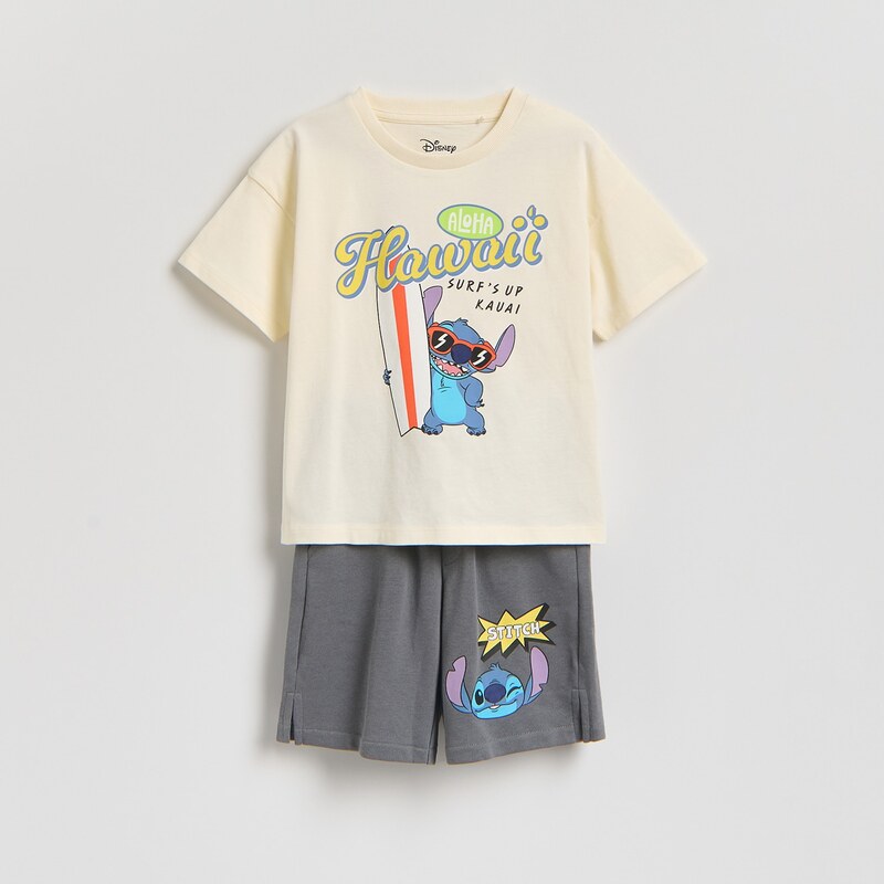 Reserved - Bavlněný komplet Lilo & Stitch - tmavě šedá