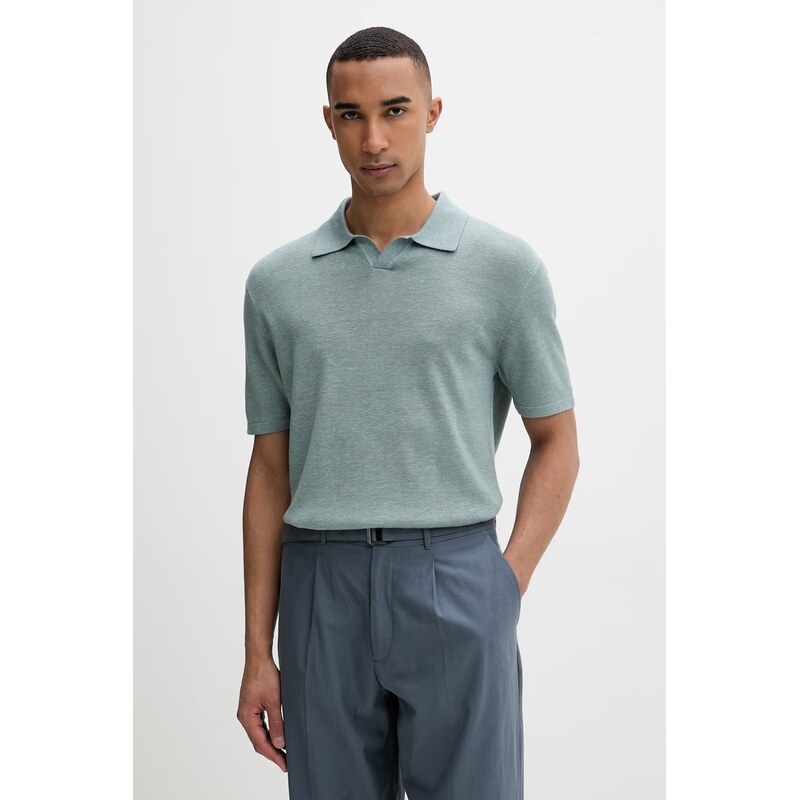 Calvin Klein svetrové polo pánské s příměsí lnu