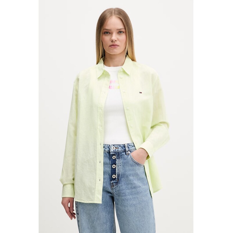 Tommy Jeans košile dámská se lnem
