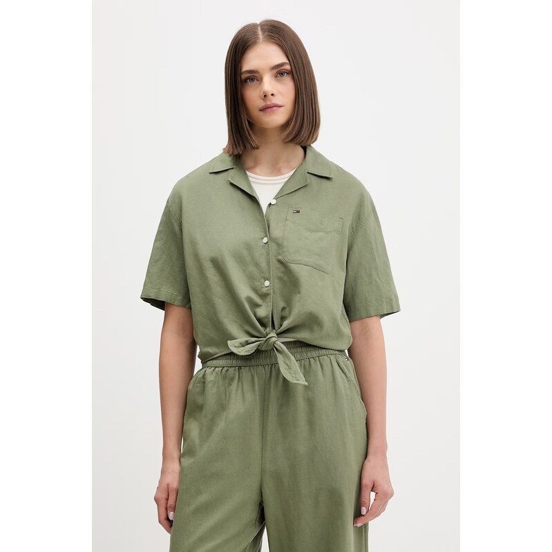 Tommy Jeans košile dámská se lnem