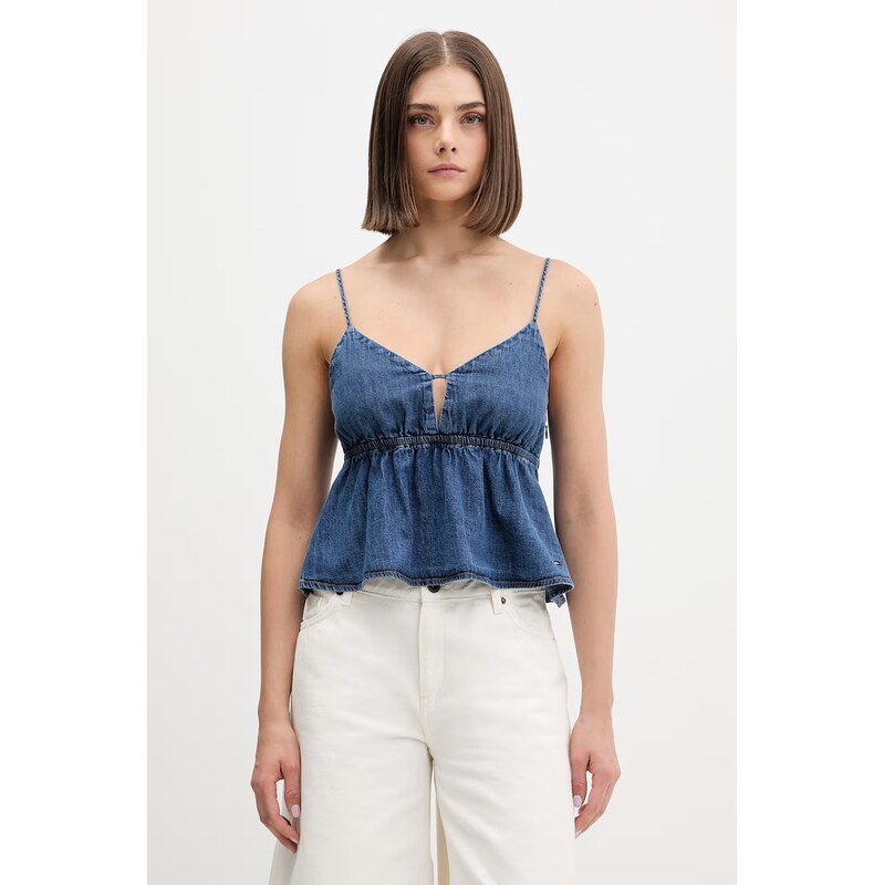 Tommy Jeans halenka na ramínka dámská džínová