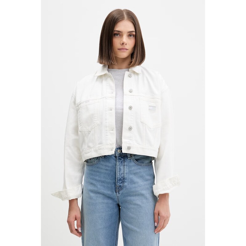 Tommy Jeans přechodová bunda dámská bavlněná
