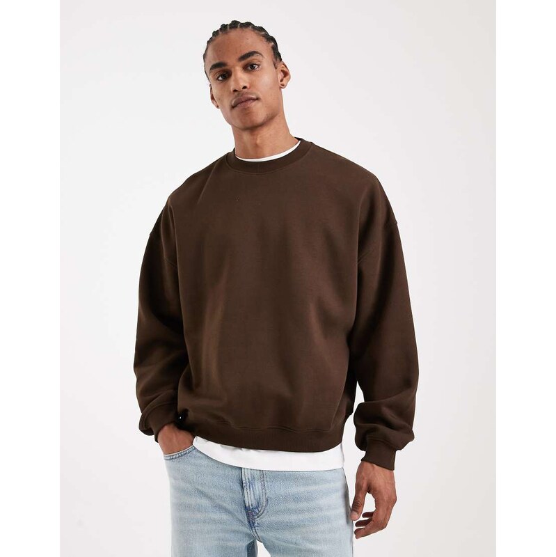 ASOS DESIGN essentials extreme oversized sweatshirt in brown