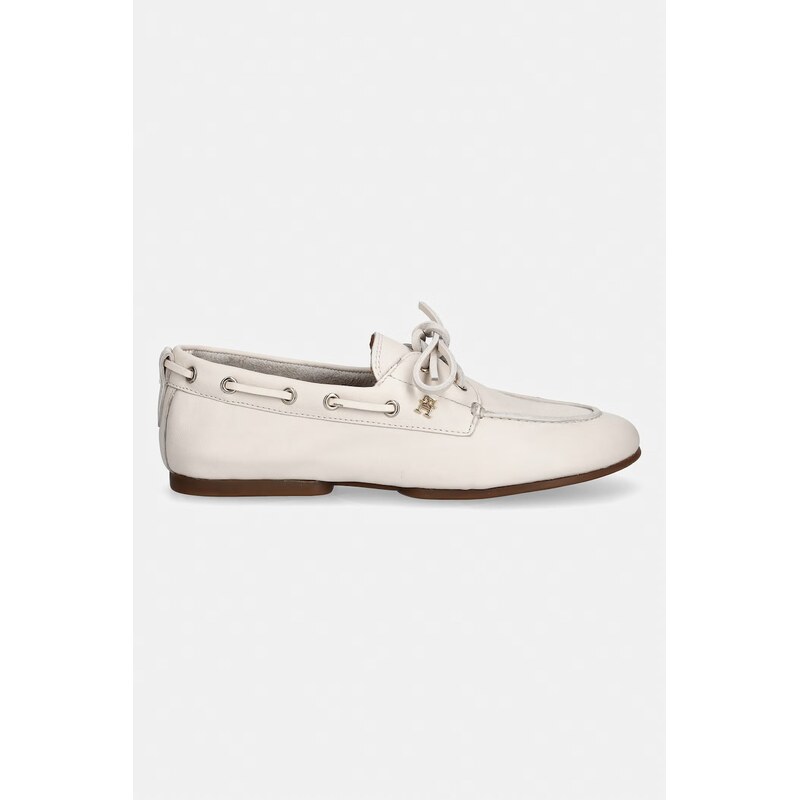 Tommy Hilfiger mokasíny dámské kožené TH SLEEK LEATHER BOAT SHOE