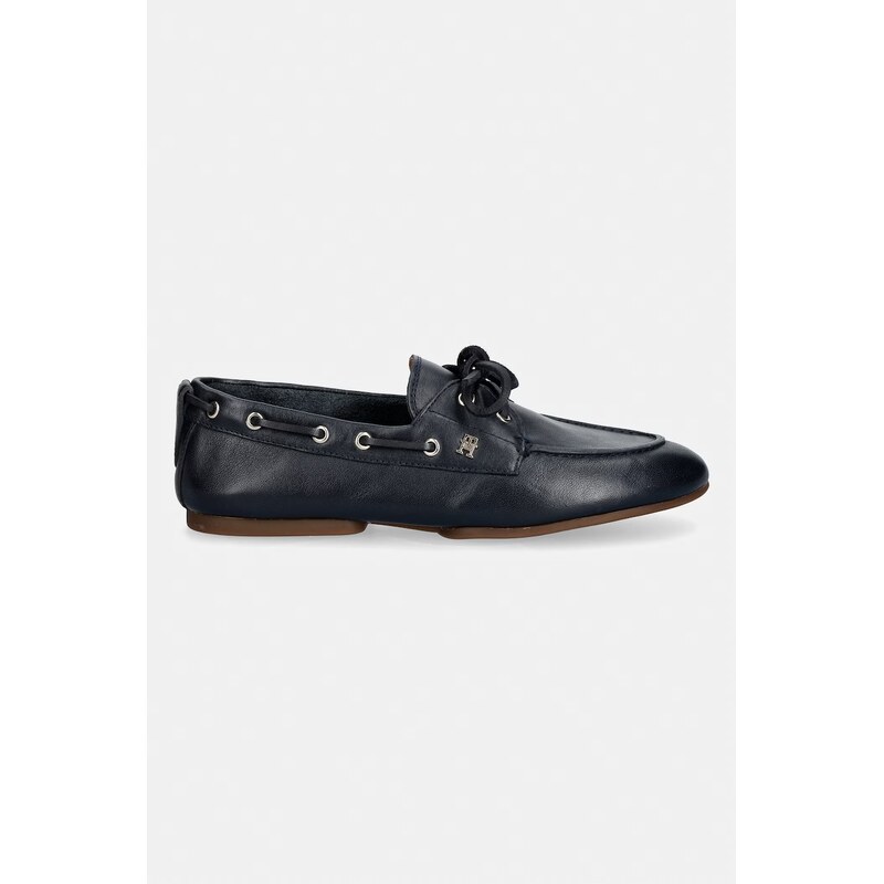 Tommy Hilfiger mokasíny dámské kožené TH SLEEK LEATHER BOAT SHOE