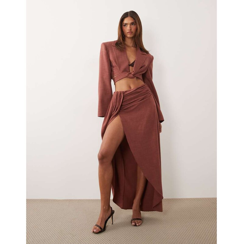 ASOS DESIGN ASOS X THE SOURCED COLLECTION draped maxi skirt in