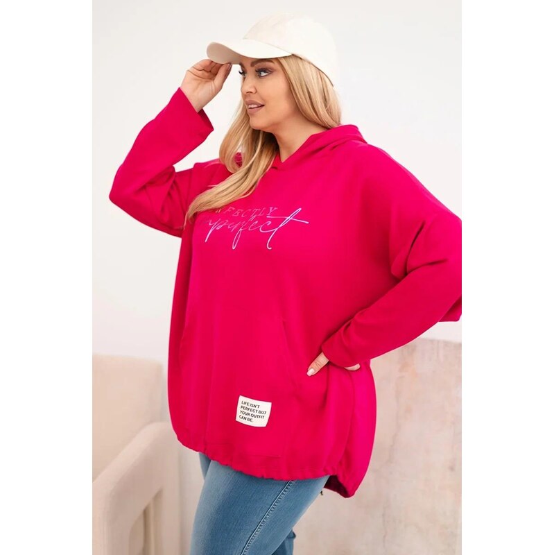 MladaModa Oversize mikina klokanka s kapucí a potiskem model 25040 115278805