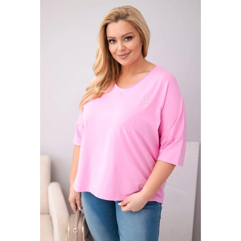MladaModa Bavlněná oversize halenka s véčkovým výstřihem model