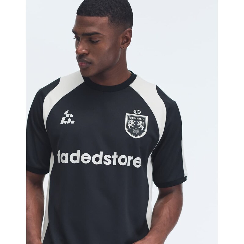 Faded Store logo football jersey with panel detail in black