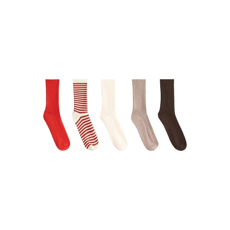 OYSHO 5 pairs of cotton blend classic socks in orange 115299910