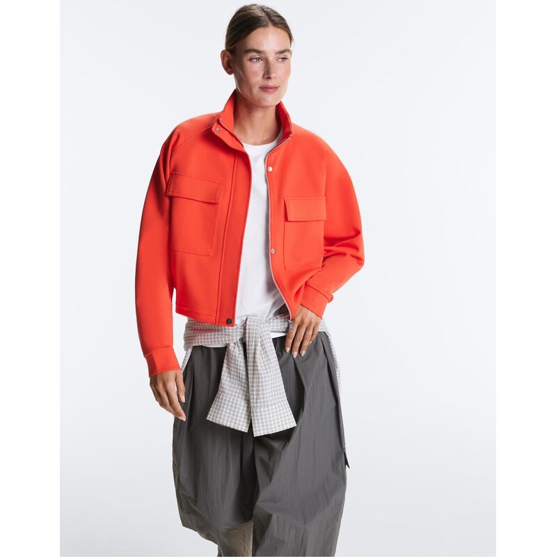 OYSHO Piqué jacket with cotton and pockets in orange 115299974