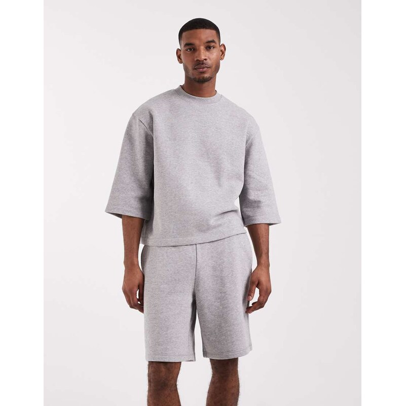 ASOS DESIGN co-ord relaxed short sleeve sweatshirt in grey marl