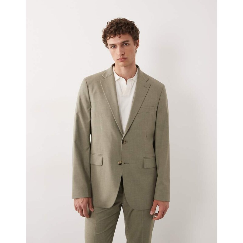Mango Paris super slim fit blazer co-ord in mushroom-Brown