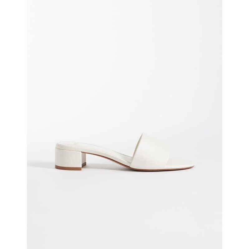 Mango classic heeled sandals in cream-White