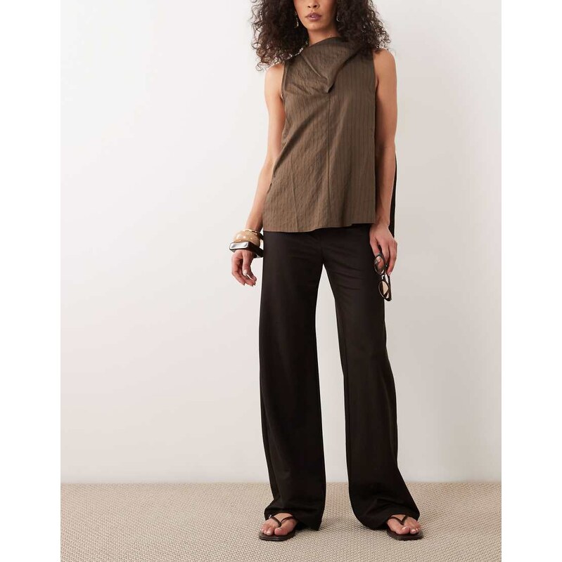 Mango Can straight trouser co-ord in chocolate brown