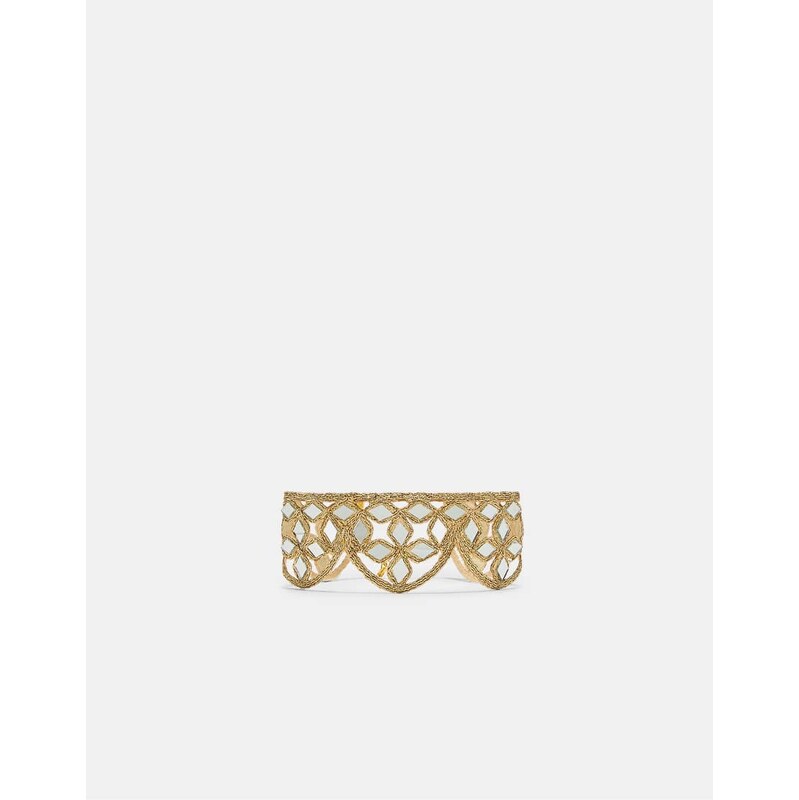 Stradivarius Mirror wave choker in gold-Yellow