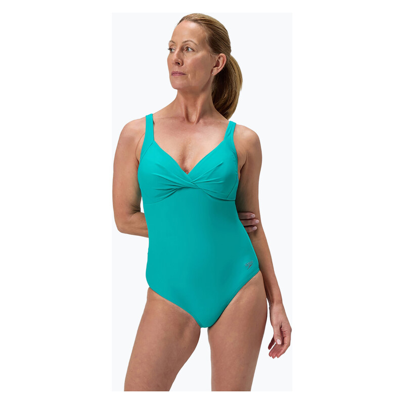 Dámské jednodílné plavky Speedo Shaping Cross Knot turquoise gem
