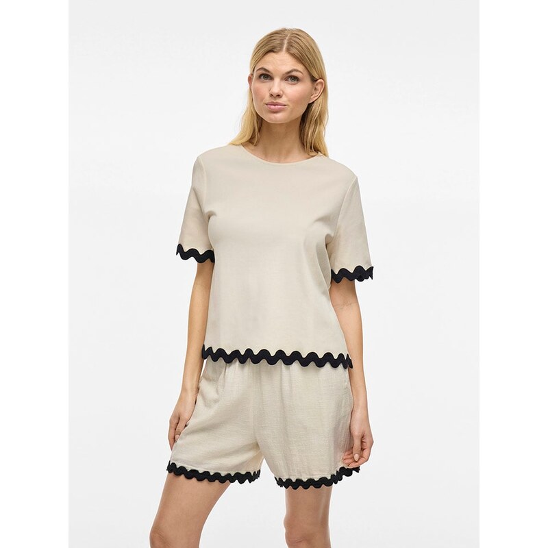 Tričko Vila Creme/ Schwarz 6126615