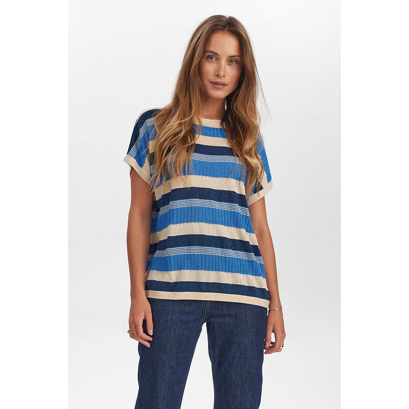 Tričko NÜMPH Blau/ Beige 7139555 115308056
