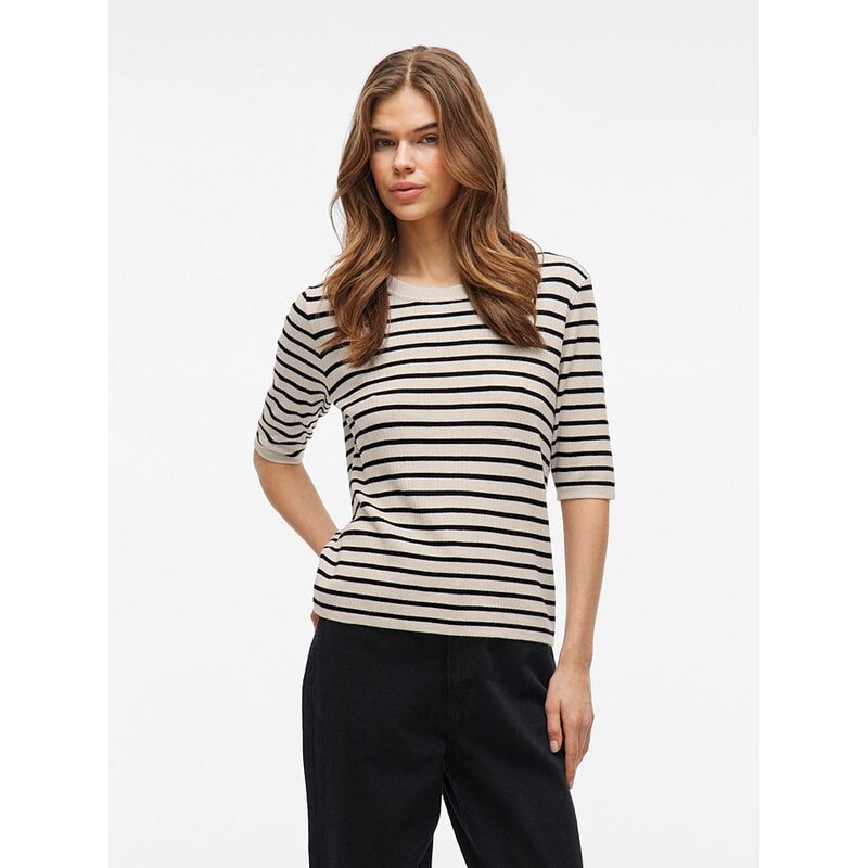 Tričko Vila Creme/ Schwarz 6366741 115311259