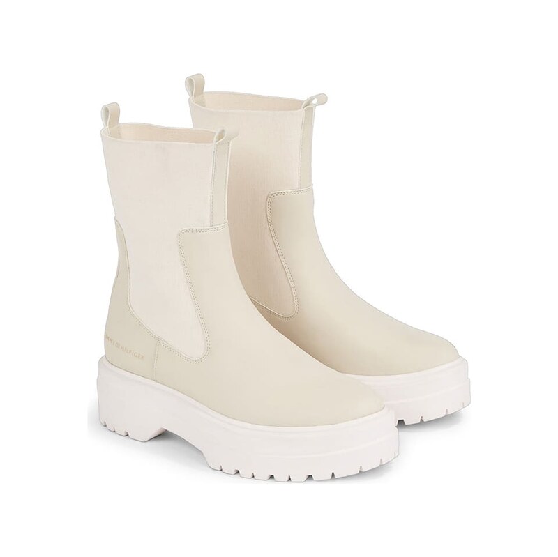 Kozačky Tommy Hilfiger Shoes Beige/ Weiß 1295280 115319029