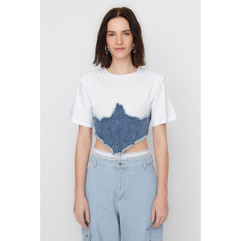 Tričko trendyol Weiß/ blau 8710487 115319329