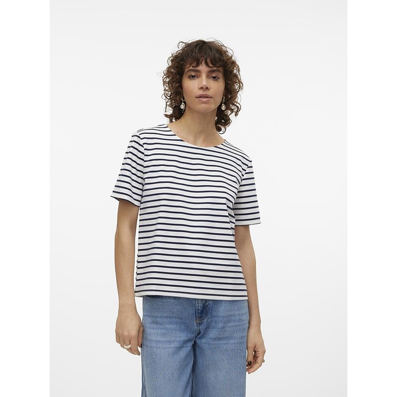 Tričko Vero Moda Dunkelblau/ Creme 362170