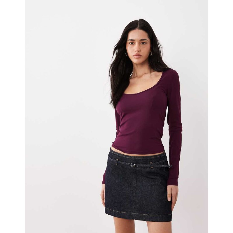Cotton On hold me long sleeve top in blackberry 115366074