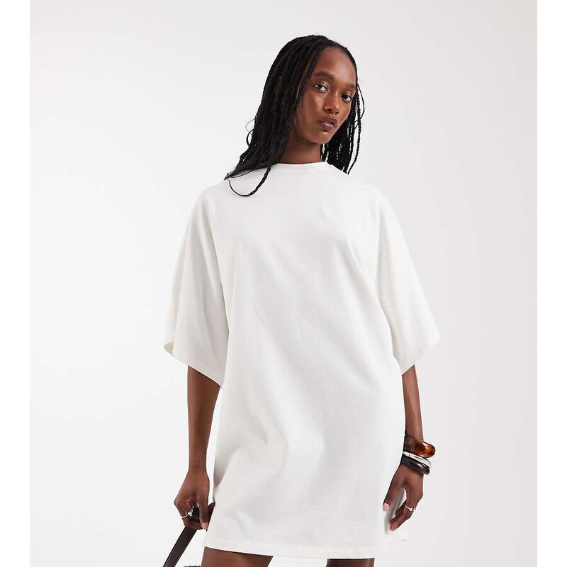 ASOS Tall ASOS DESIGN Tall batwing T-shirt mini dress in stone-Neutral 115337522
