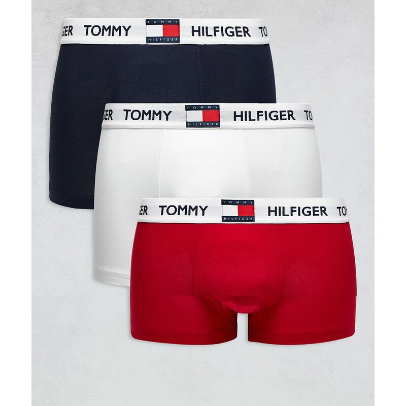 Tommy Hilfiger Heritage 3 pack trunks in navy/red/white-Multi