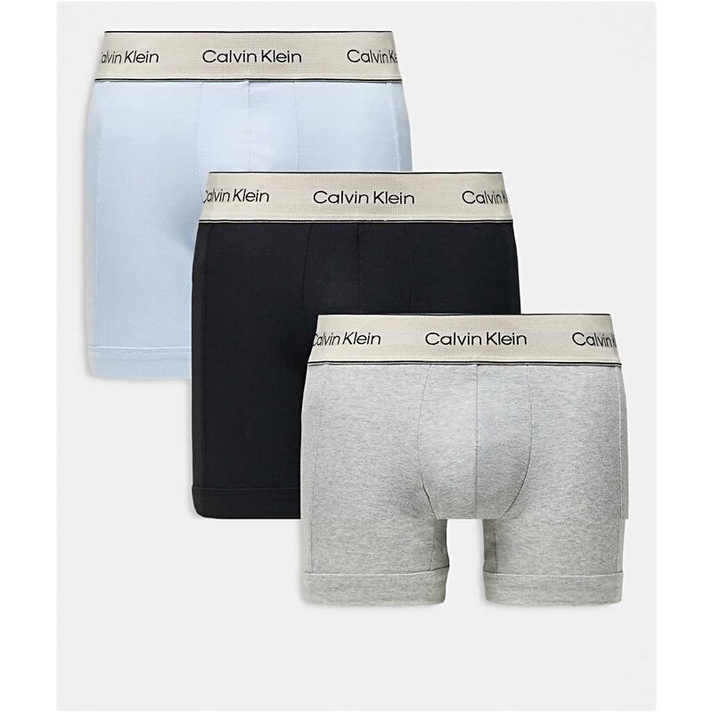 Calvin Klein Heritage Cotton 3 pack boxer briefs in black/grey