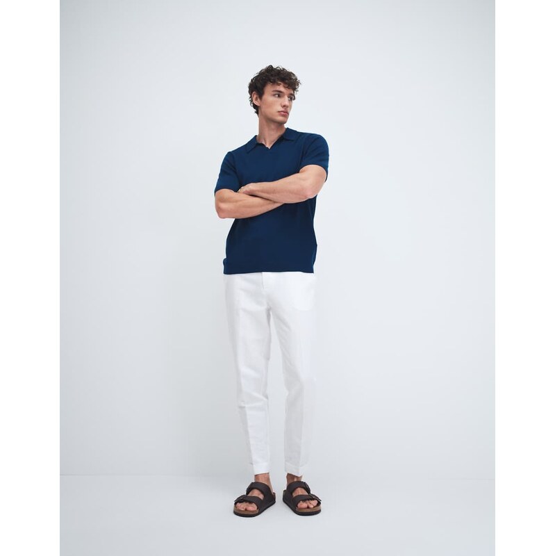ASOS DESIGN linen rich tailored tapered fit trousers in white