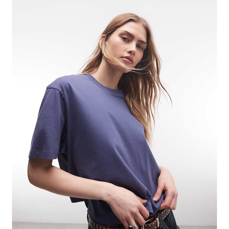COLLUSION boxy short sleeve t-shirt in dark blue