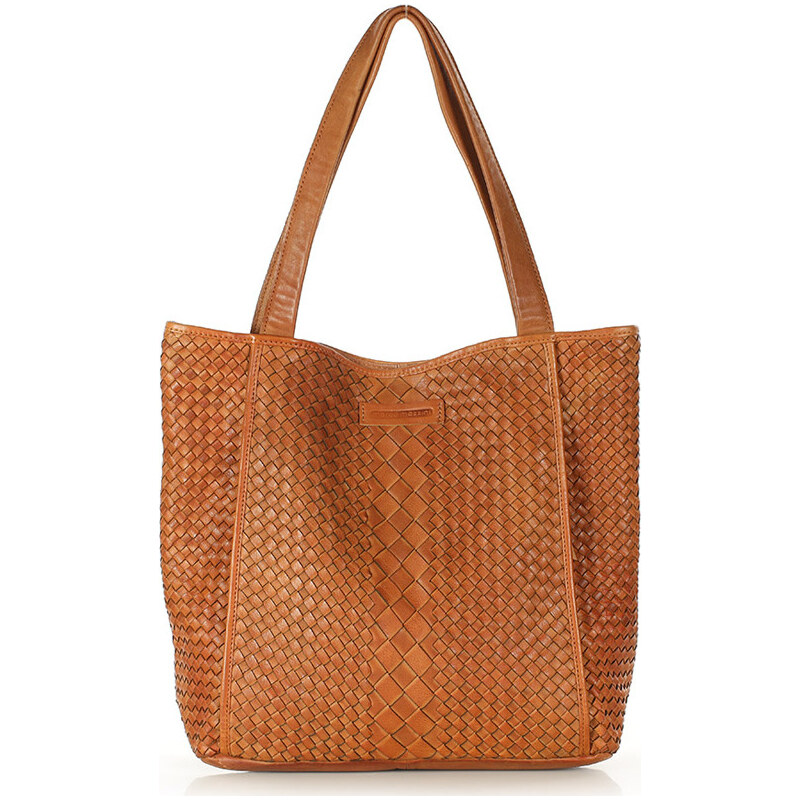MARCO MAZZINI dámská kožená kabelka shopper hnědá 115336736