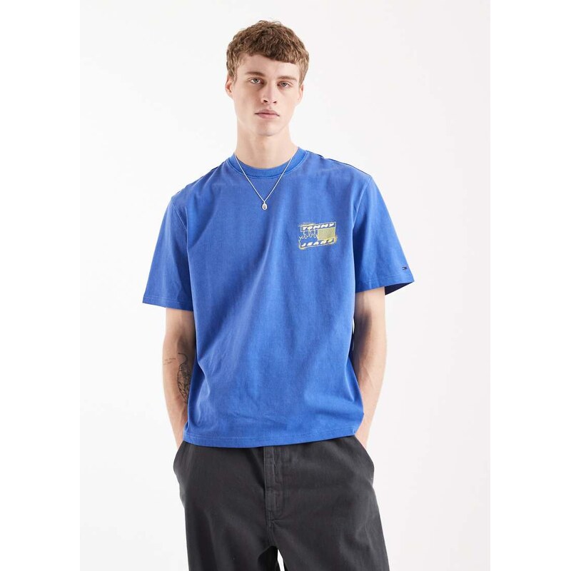 Tommy Jeans 90s bubble flag logo t-shirt in blue