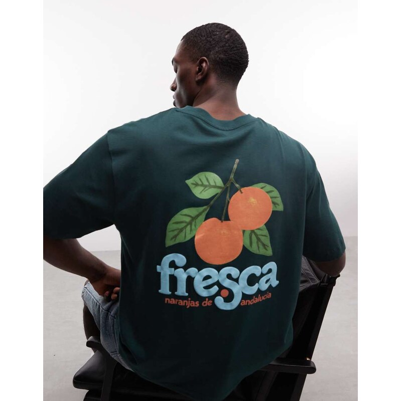 ASOS DESIGN relaxed t-shirt with orange back graphic in dark