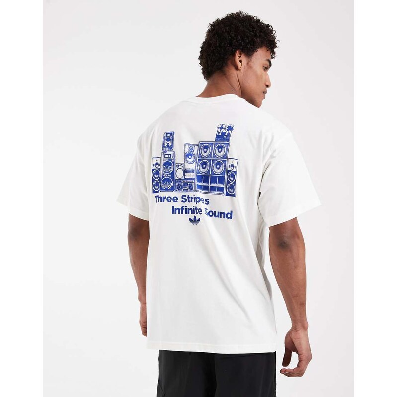 adidas Originals Original Sound t-shirt in off white and blue